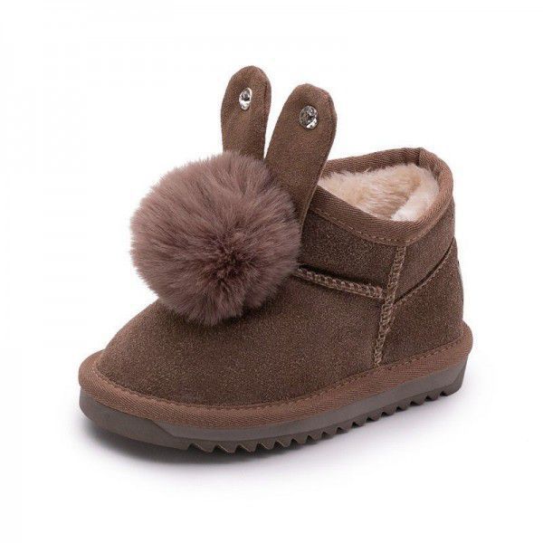 The new 2019 princess ankle boots are designed for babyfeet snow shoes and girl's plush cotton-padded shoes