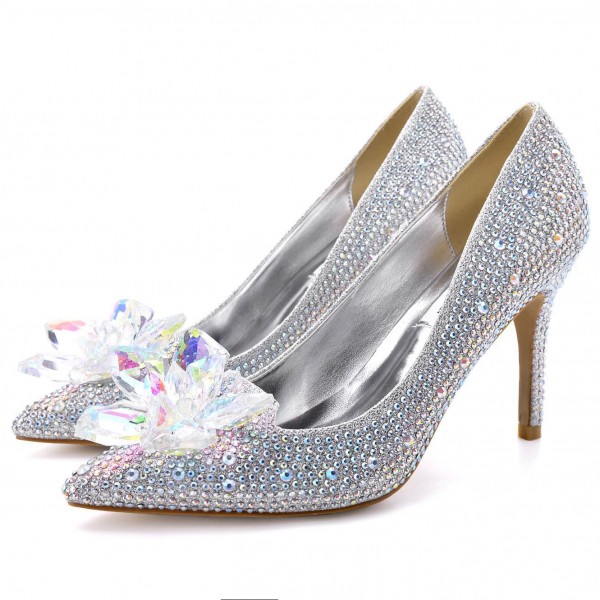 Crystal Shoes Pointed Thin Heels Sexy Shallow Mout...
