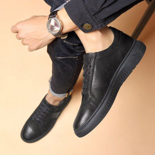Autumn New Vintage Men's Shoes Casual Leather Shoes Men's Korean Lace up Fashion Trend Board Shoes Men's 
