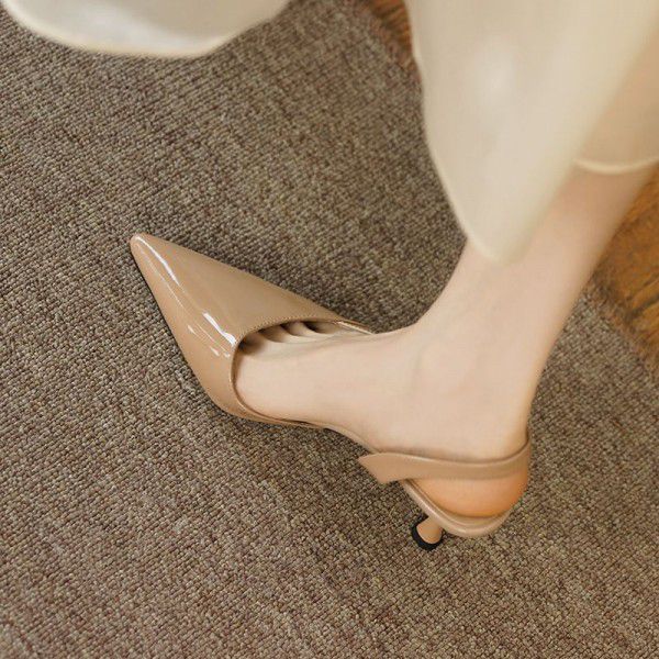 French High Heels Women's Summer Fine Heel Fairy Style Apricot Baotou Sandals 