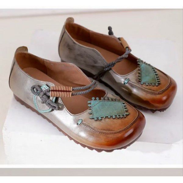 Handmade high heels women's shoes wholesale ethnic style forest style pastoral style artistic retro hollow small heel shoes 