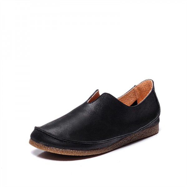 Original handmade shoes for women with genuine leather flat bottomed top layer cowhide, artistic Fansen women with soft soles and round heads, retro single shoes for women 8023 