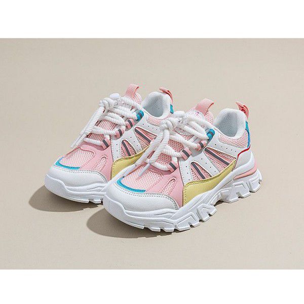 Spring and Autumn New Double Mesh Breathable and Versatile Solid Heart Middle School Children's Casual Shoes 