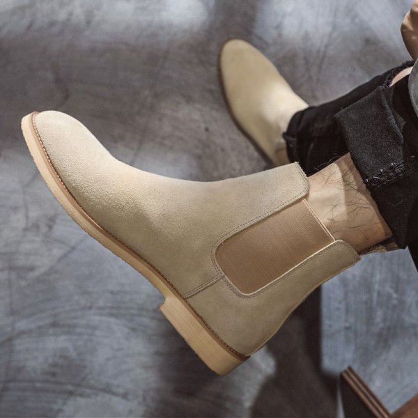 Pointed Chelsea boot Men's Martin Boots English Genuine Leather Boots Cross Border Extra Large 