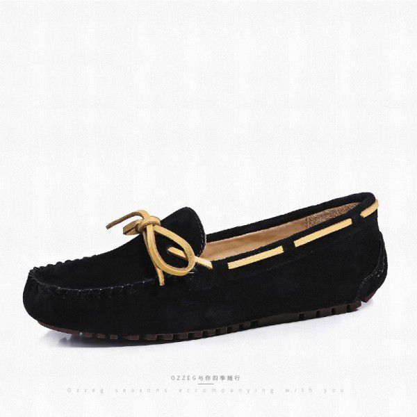 Spring and Summer New Women's Flat Bottom Bow Top Layer Casual Single Shoe Women's Baotou 