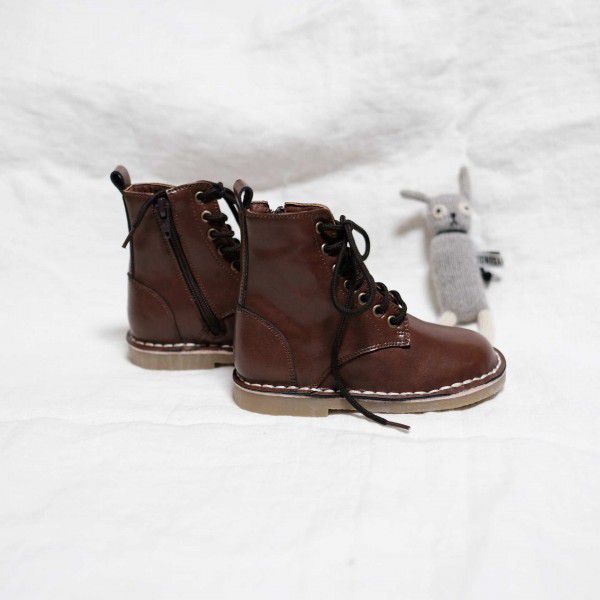 New Oil Wax Cowhide Thin Fleece Warm Side Zipper Retro Men's and Women's Martin Cotton Boots 