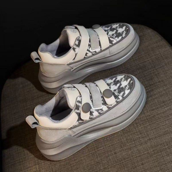 Little White Shoes Spring New Genuine Leather Versatile Thick Sole Sports Casual Board Shoes for Women 