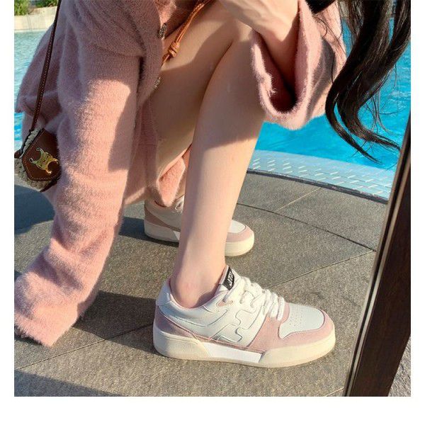 Sports Dad Shoes Round Toe Lace up Thick Sole Casual Low Top Board Shoes for Women 