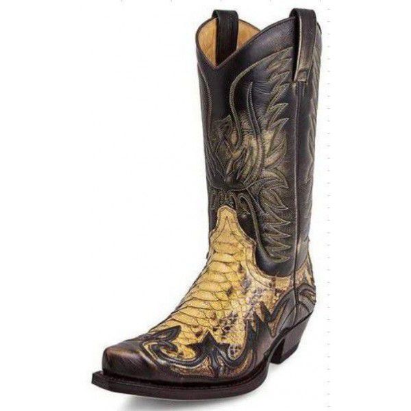 European and American men's retro knight boots with snake embroidery pointed toe ethnic fashion boots 