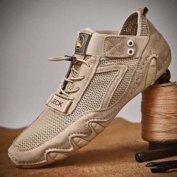 New Summer Mesh Shoes Mesh Face Fashion Casual Shoes Hollow out Shoes Men's Leather Shoes 
