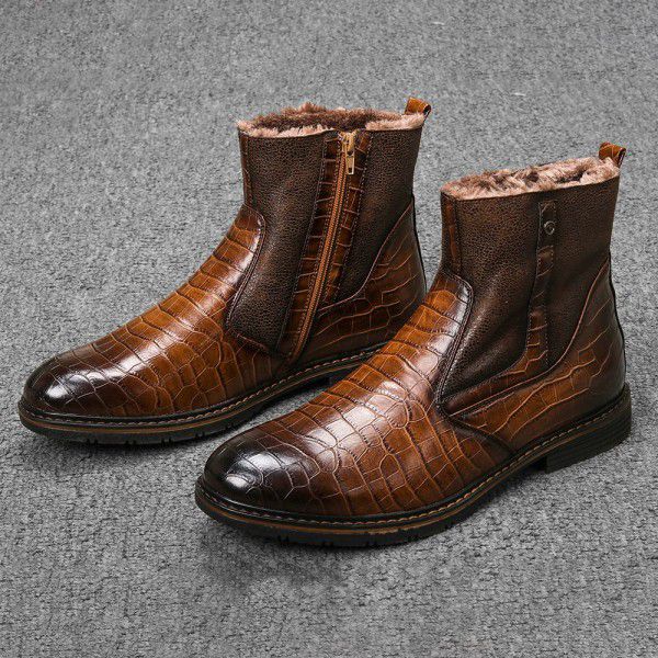 Men's shoes, men's boots, retro plush insulation, high top men's shoes 