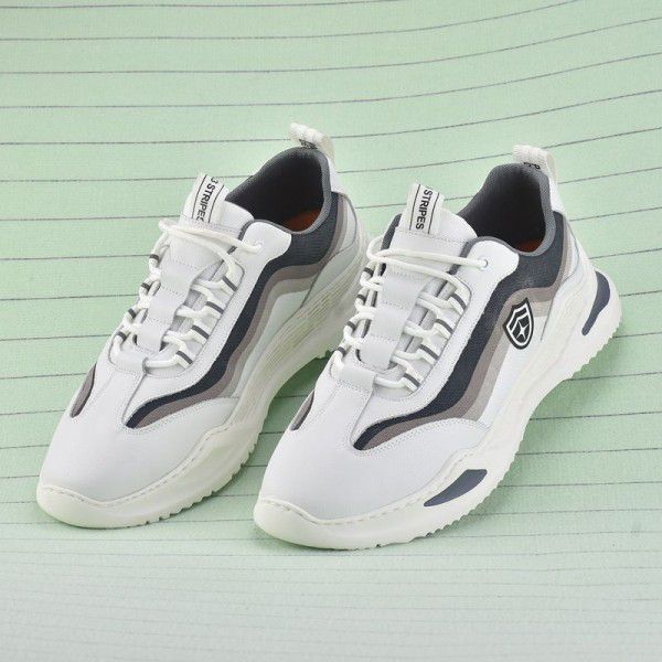 Genuine leather small white shoes, flat casual sports mesh, breathable 