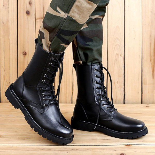 Large Autumn and Winter Men's Martin Boots Retro High Top Men's Shoes Snow Single Boots Warm and Velvet Cotton Shoes High Sleeve Long Boots Men 
