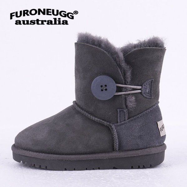 Autumn and Winter Parent-child Warm Children's Snow Boots Anti slip Cow Rib Sole Mid Sleeve Girls' Leather Boots Cotton Boots 