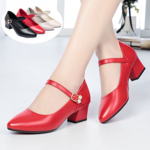 Spring and Autumn New Korean Version Medium Heel S...