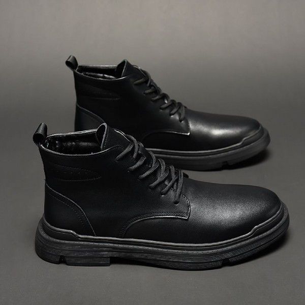 Men's Martin Boots Autumn and Winter New Breathable Medium Work Suit Military Boots British Fashion High Top Shoes and Boots Trend 