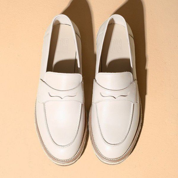 Spring and summer new leather soft sole cowhide versatile commuting Slip-on shoe fashionable women's shoes single shoes leather shoes 