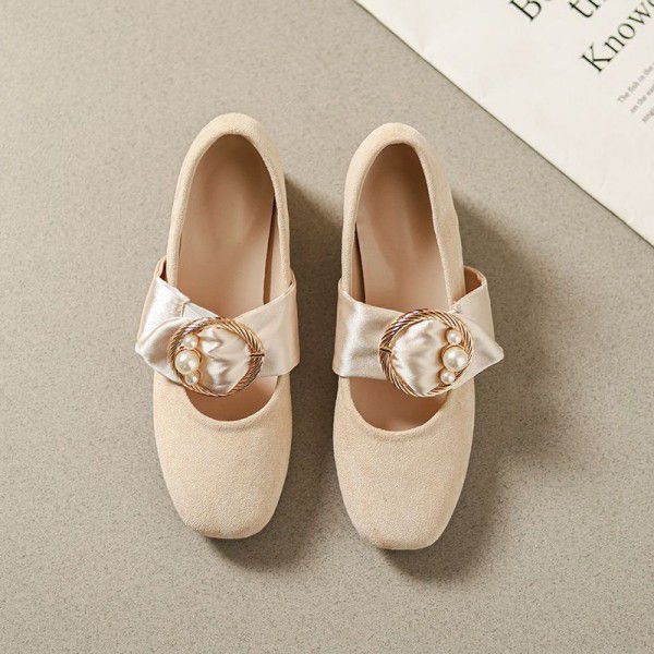 French Vintage High Heels Women's Spring New Mary Jane Shoes Middle Heels Women's Thick Heels Qipao Shoes 