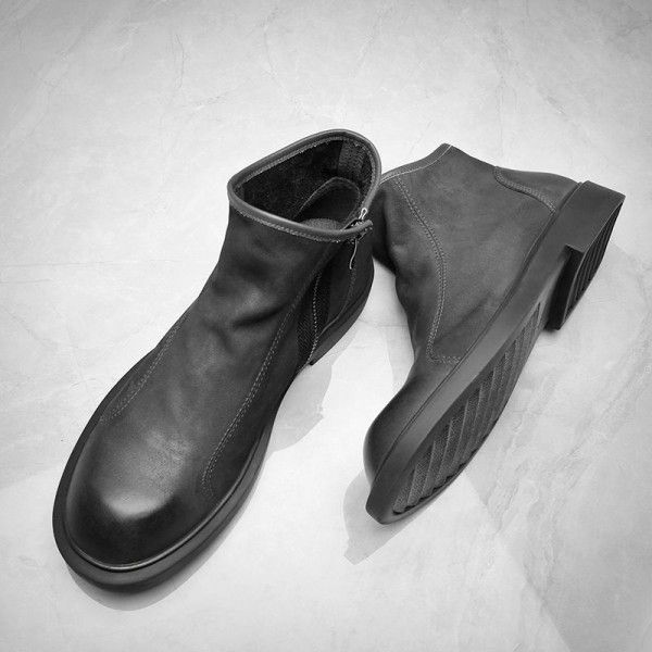New Martin Boots Men's Winter British High Top Shoes Trendy Boots Korean Version Trendy Korean Version Casual Genuine Leather Men's Shoes Mid Sleeve Boots 