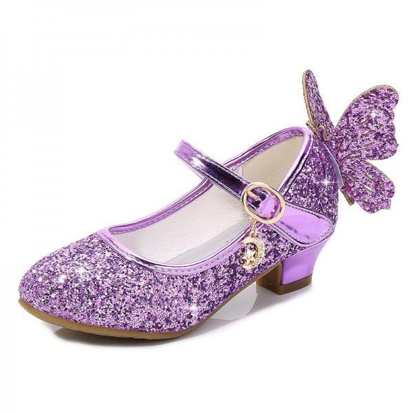Girls' High Heel Princess Leather Shoes Spring and Autumn New Children's Single Shoes 