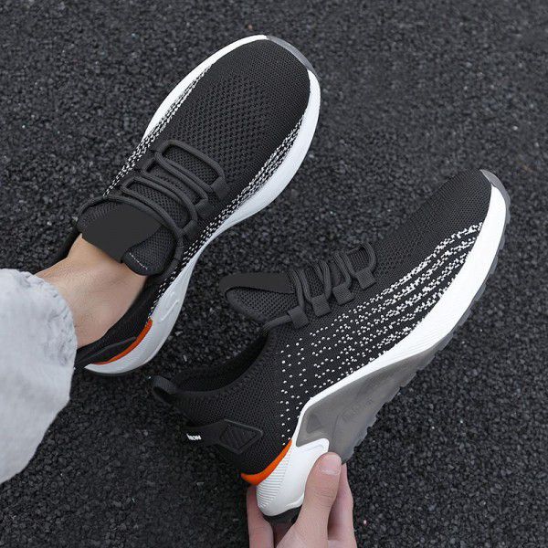 Men's shoes Summer breathable new sports shoes Men's running flying woven mesh low top casual shoes trend 