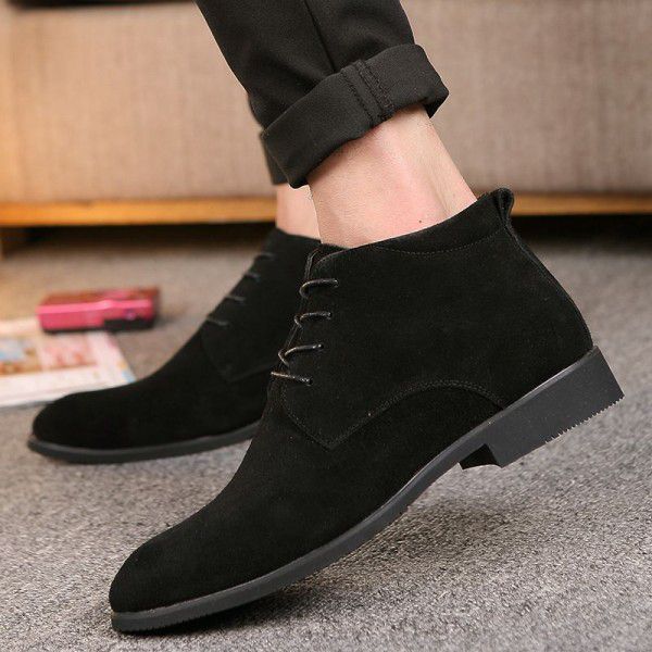 Trendy men's boots, British men's shoes, pointed leather boots, Korean casual boots, oversized men's Martin boots 