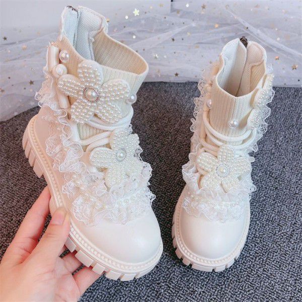 Girls' Martin Boots Spring Autumn Winter Lace Pear...
