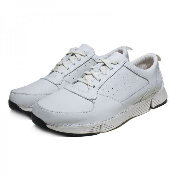 Breathable low top cowhide casual leather shoes, sports running shoes, lightweight small white shoes for men 