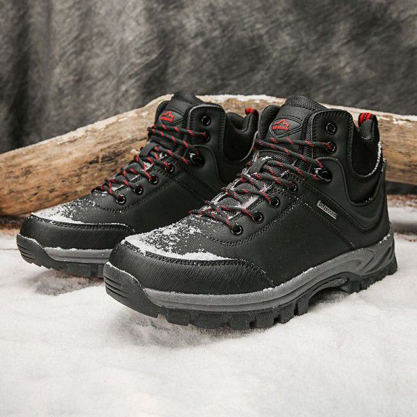 Autumn Oversized Mountaineering Shoes Men's Outdoor Keystep Travel Shoes Oversized plush insulated cotton shoes Cross border casual shoes Men 