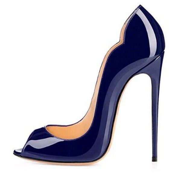 Leopard patterned fish beak patent leather high heels, women's thin heeled pointed shallow mouth party shoes, solid color single shoes, large size wedding shoes 
