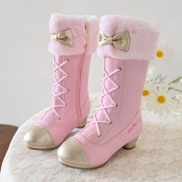Girls' Boots Autumn and Winter New Lolita Martin Boots Little Girls' High Sleeve Boots Princess Leather Long Boots Children's High Heels 
