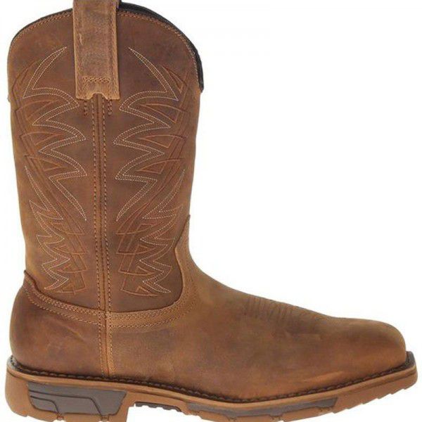 Brown car stitching Martin boots, winter square toe knight boots, thick heeled British snow boots 