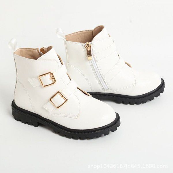 Girls' White Boots Spring and Autumn Children's Sh...