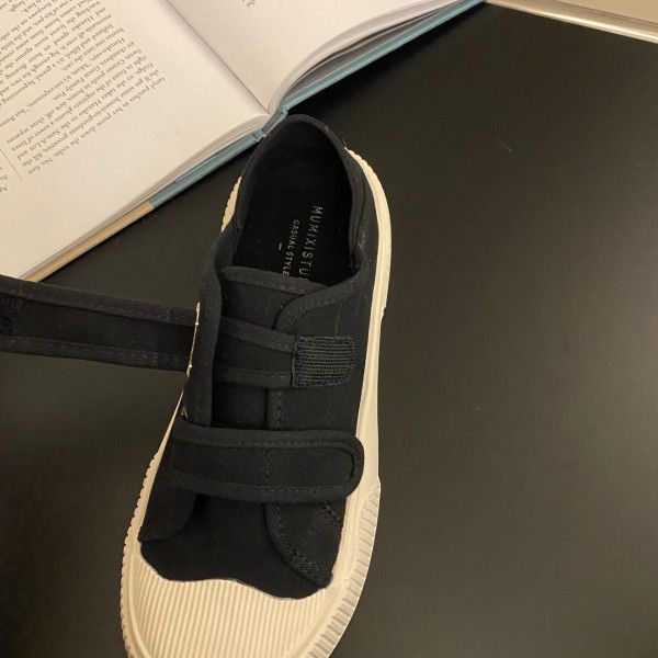 New Spring Thick Sole Biscuit Shoes for Women's Shoes, Popular Velcro, Small White Shoes, Trendy Canvas Shoes 
