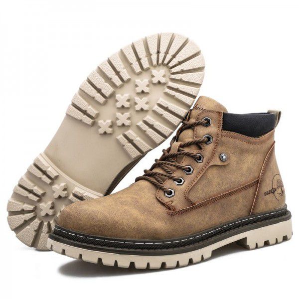 Men's shoe trend: workwear boots, autumn British style high top Martin boots, workwear shoes, boots, trendy men's workwear boots 