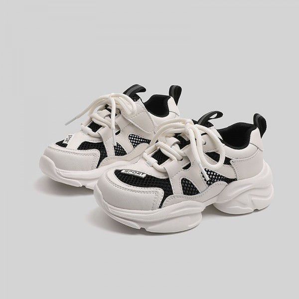 Children's Transparent Mesh Fashion Dad Shoes Summer New Children's Shoes Boys and Girls' Lightweight Sports Mesh Shoes Student Single Shoes 
