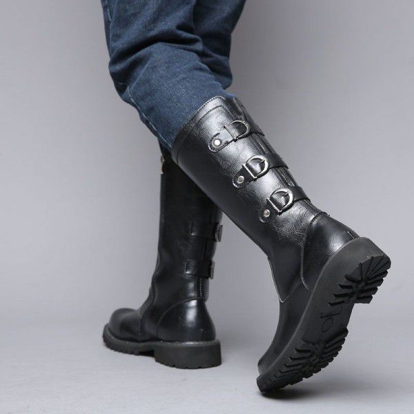 Autumn men's high boots, high riding boots, military boots, men's leather boots, zippered Martin boots 