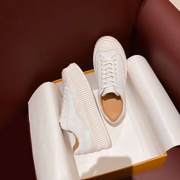 Women's shoes, small white shoes, genuine leather sponge cake biscuit shoes, casual board shoes 