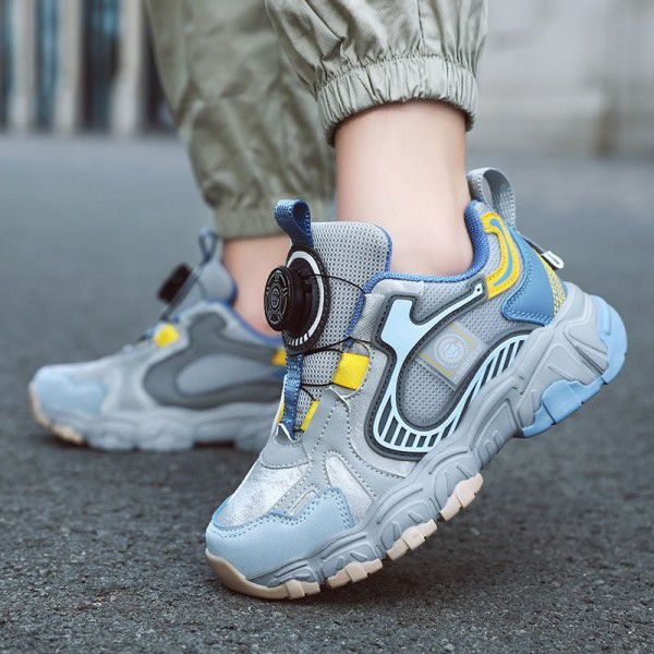 Girls' Children's Shoes Spring and Autumn New Girls' Sports Shoes: Big Children's Knob Children's Running Shoes 