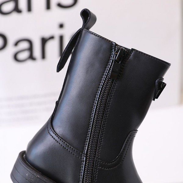 Girls' British style retro Martin boots, girls' performance, black small leather boots, autumn new anti slip children's boots 