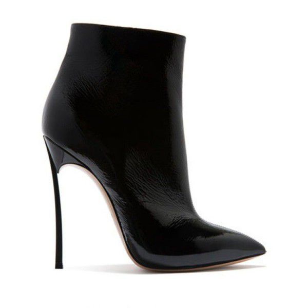 Pointed slim high heel side zippered short boots 