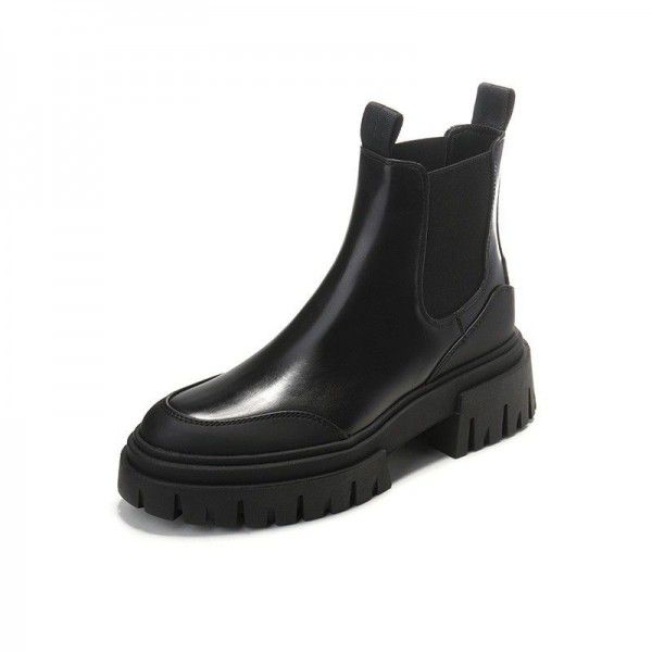 Flat bottomed fashionable short boots thick soled thick heel sleeve chimney boots British style Chelsea boot women 