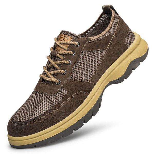Oversized men's shoes, new summer mesh shoes, men's outdoor lightweight breathable mesh leather sports hiking shoes 