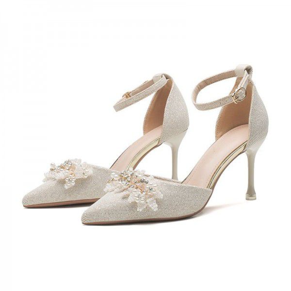 French Low Heel High Heel Women's Evening Style Gentle Single Shoe Bridesmaid 