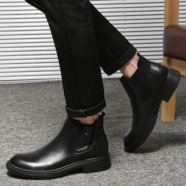 Martin boots, men's high top workwear boots, English style men's boots, leather boots, autumn and winter warmth, Chelsea mid top men's boots 