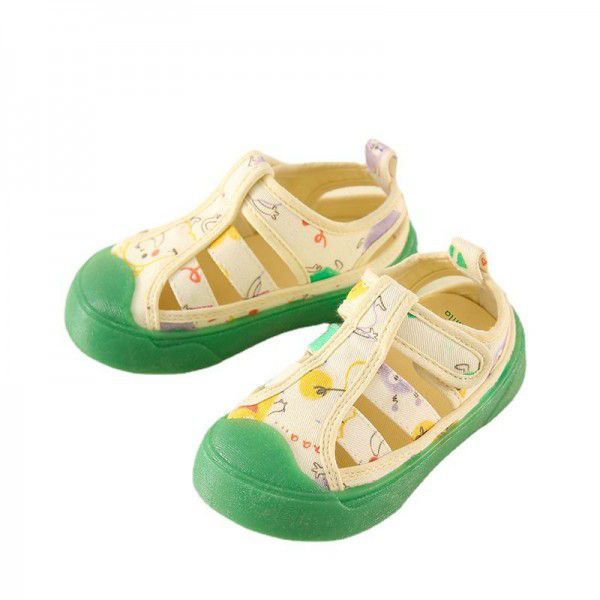 Children's Shell Children's Clothing Summer New Children's Little Monster Shoes Durable, Non slip, Hollow out Baby Canvas Shoes Breathable 