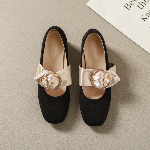 French Vintage High Heels Women's Spring New Mary Jane Shoes Middle Heels Women's Thick Heels Qipao Shoes 