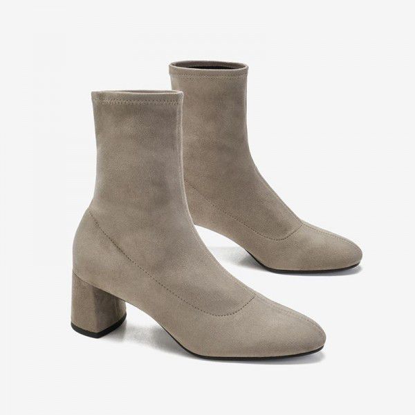 Short Boots New Short Boots Women's Autumn Winter Thick Heel Thick Sole Thin Short Medium Chelsea Boots 