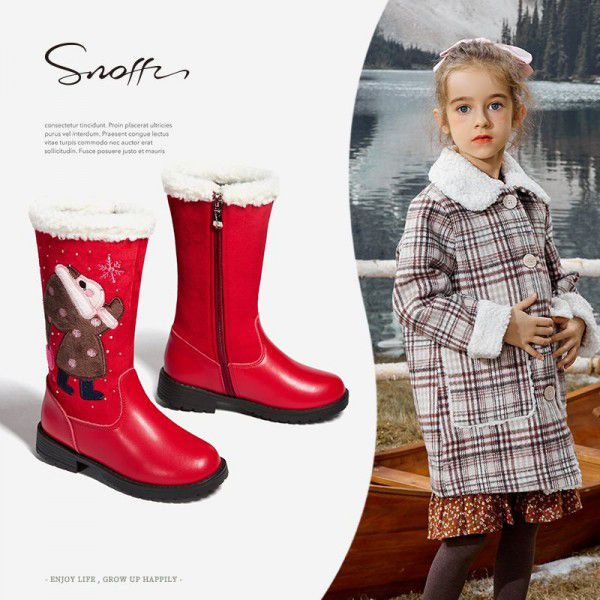 Girls' boots, autumn and winter new cotton boots, ...