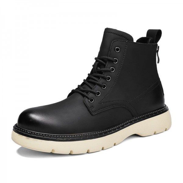 Men's shoes, autumn and winter trends, high top casual Martin boots, new men's retro thick bottomed work boots, British large toe leather boots 